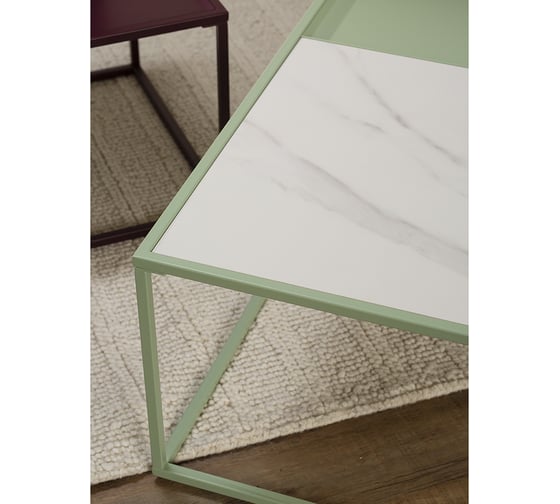 Журнальный столик Bergenson Bjorn Mayen 110x50x37 см, белый/зеленый BB0000483