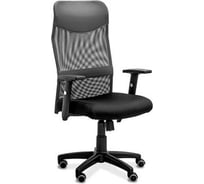 Кресло руководителя Юнитекс "Сити" A/1DN спинка сетка/ вставка экокожа/ сиденье ткань, чёрная B01, черная CN1114, черная TW01 S/1DN/B01/CN1114/tw01
