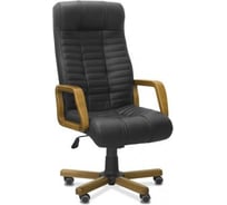 Кресло руководителя "Атлант" Юнитекс, W темный орех экокожа чёрная CN1114, At/B/MK/W/to/cn1114