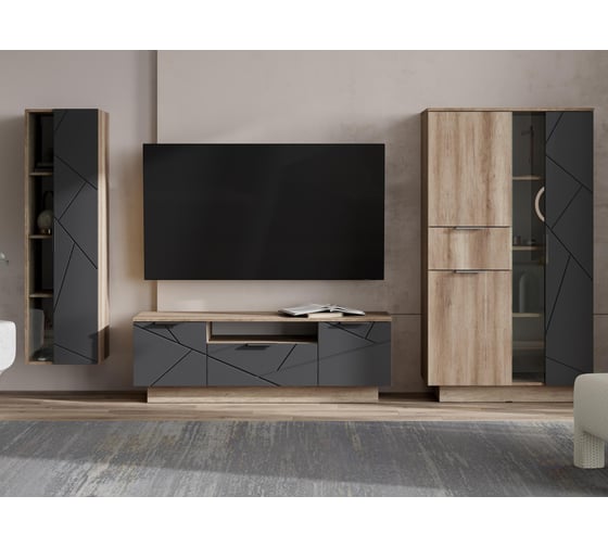 Витрина Woodville диамо пн 02 софт графит/дуб каньон 546005