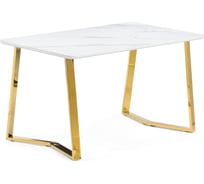 Керамический стол Woodville Селена 1 140x80x77 см, белый мрамор/золото 580761