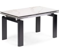 Керамический стол Woodville давос 140x80x78 см, белый мрамор/черный кварц 532379