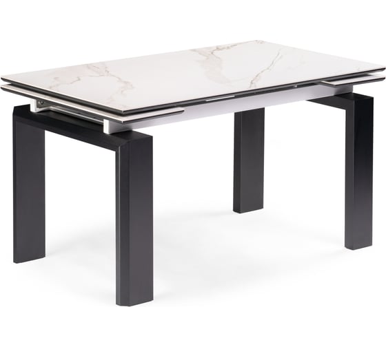 Керамический стол Woodville давос 140x80x78 см, белый мрамор/черный кварц 532379