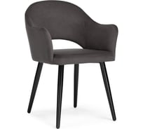 Стул на металлокаркасе Woodville апри микровелюр, графитовый/черный глянец 464178