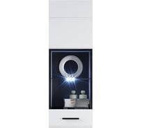 Навесная пенал-витрина КПУП "Калинковичский мебельный комбинат" система йорк 01 левая, белый жемчуг/белый глянец 00000030457