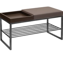 Банкетка GreenWeen RUBY BOX, черный каркас, сидение экокожа цвет UMBRA, BrownBox, 850x400x450 GW-RUBYBOX-UMBRABROWN-850B