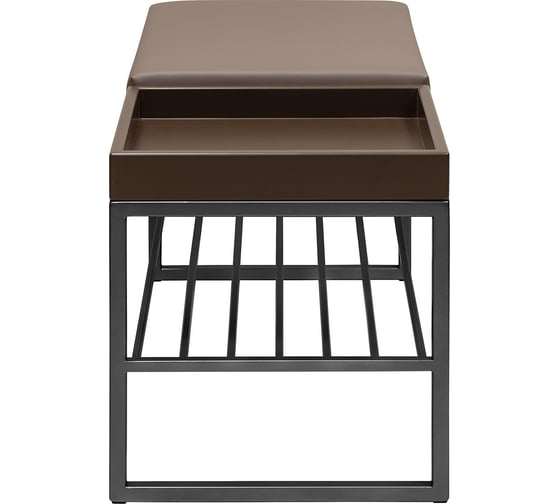 Банкетка GreenWeen RUBY BOX, черный каркас, сидение экокожа цвет UMBRA, BrownBox, 850x400x450 GW-RUBYBOX-UMBRABROWN-850B