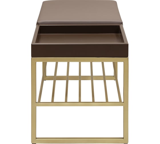 Банкетка GreenWeen RUBY BOX, золотой каркас, сидение экокожа цвет UMBRA, BrownBox, 850x400x450 GW-RUBYBOX-UMBRABROWN-850G