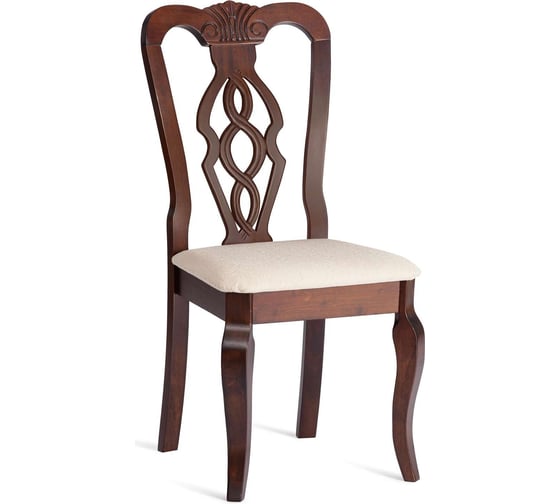 Стул Tetchair Афродита/aphrodite 1 шт. в упаковке, дерево гевея, 46x54x99 см, cappuchino, ткань кремовая с рисунком (а04) 21165 1