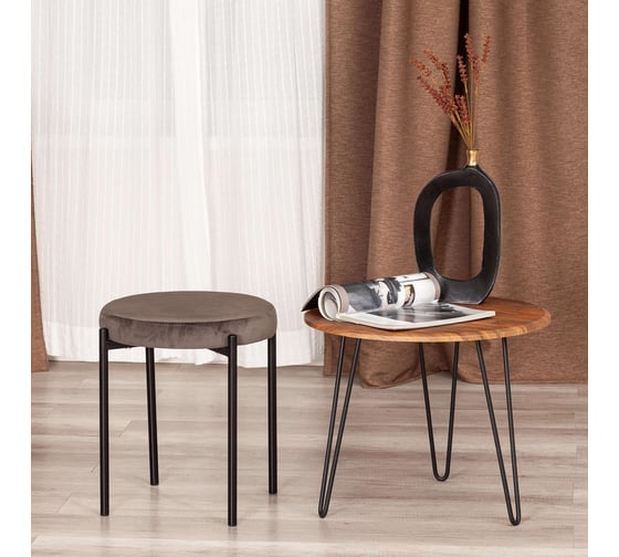 Табурет Tetchair Revo (mod. 7034) ткань/металл, 44x44x47 см, темно-серый barkhat 14/черный 20646