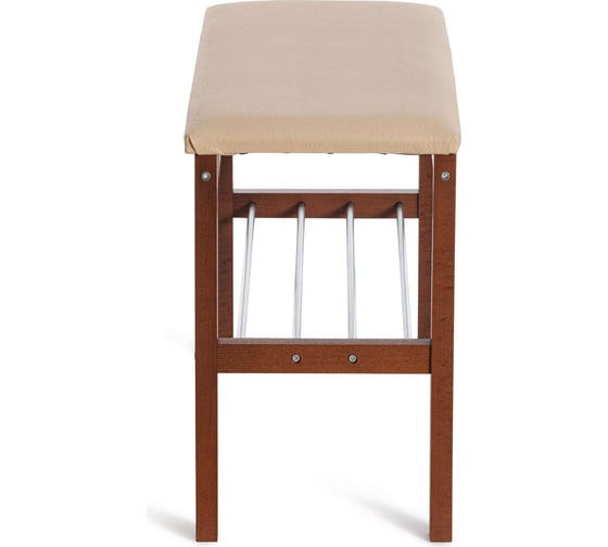 Обувница Tetchair Beryl дерево/экокожа, 67x31x49 см, темный орех/бежевый 19246