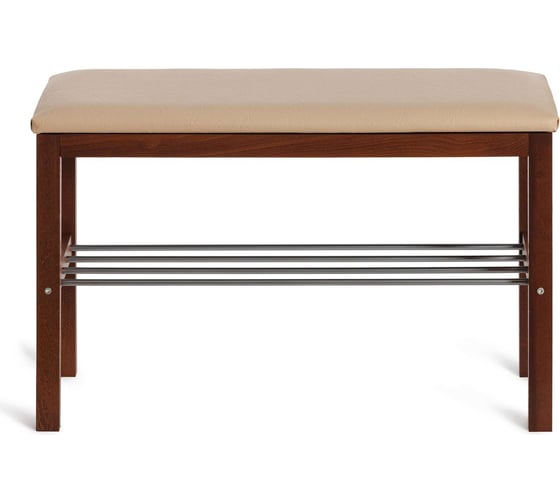 Обувница Tetchair Beryl дерево/экокожа, 67x31x49 см, темный орех/бежевый 19246