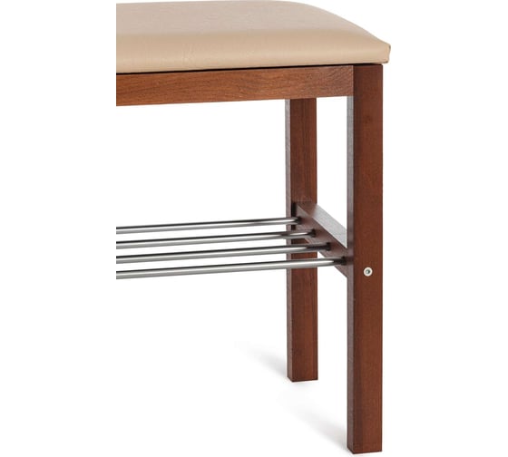 Обувница Tetchair Beryl дерево/экокожа, 67x31x49 см, темный орех/бежевый 19246