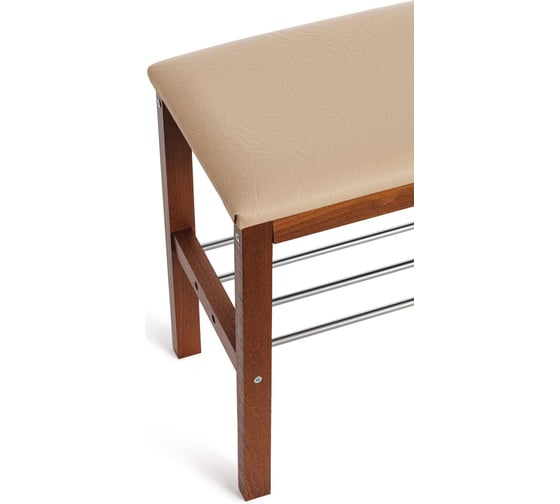 Обувница Tetchair Beryl дерево/экокожа, 67x31x49 см, темный орех/бежевый 19246