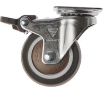 Комплект мебельных колес EMMET со стопором, площадка 45 мм х 40 мм, коричневый, рама хром E0106-ПЛКХ