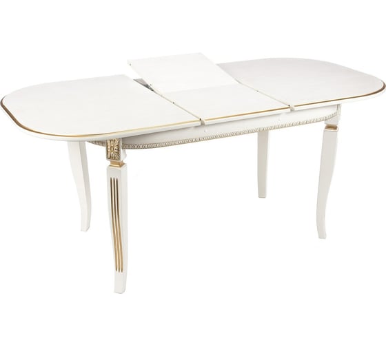 Деревянный стол Woodville romeo, 130(170)х85x75 см, молочный/патина золото 438325