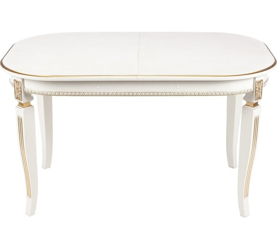 Деревянный стол Woodville romeo, 130(170)х85x75 см, молочный/патина золото 438325
