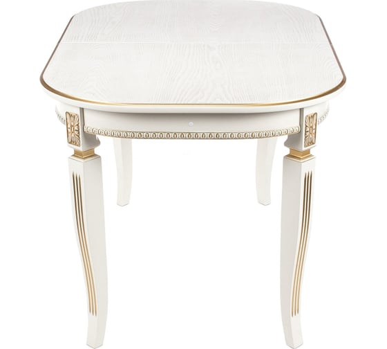 Деревянный стол Woodville romeo, 130(170)х85x75 см, молочный/патина золото 438325