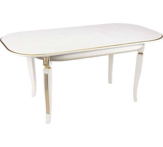 Деревянный стол Woodville romeo, 130(170)х85x75 см, молочный/патина золото 438325