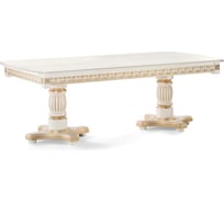 Деревянный стол Woodville морнит, 220(320)х110 см, слоновая кость/золото 575482
