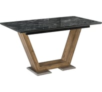 Стол на тумбе Woodville иматра, мрамор черный/черная шагрень 462388