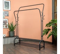 Двойная напольная вешалка для одежды HELEX чёрная W-21