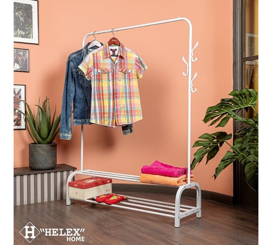 Напольная вешалка для одежды HELEX home белая W-20