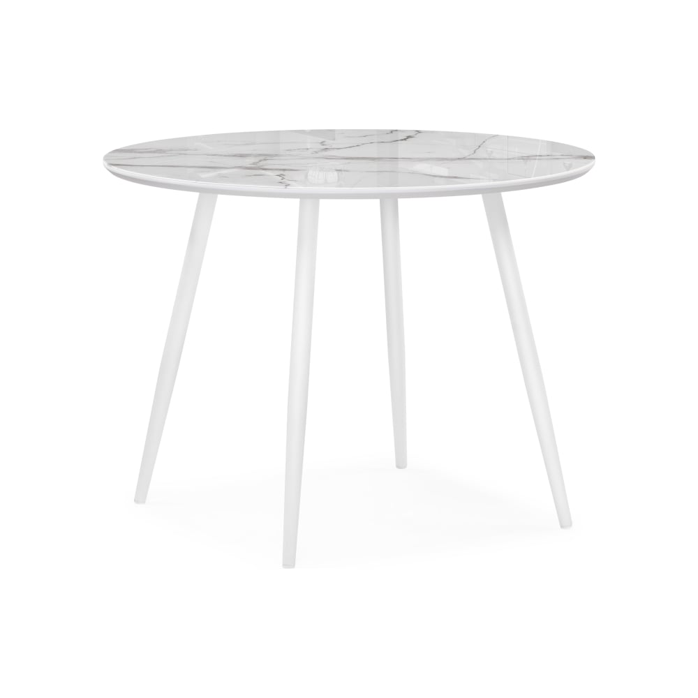 Стеклянный стол Woodville Абилин, 100x76 см, белый мрамор/белый 553557 ...