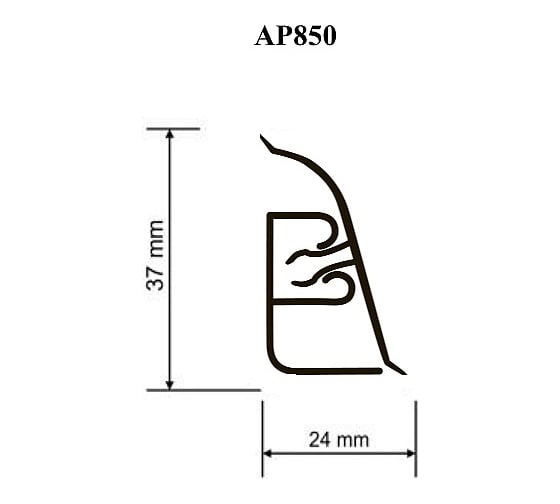 Плинтус для столешницы Thermoplast 850-1296 АР850, Бриллиант белый, 37х24х3000 мм (ф-ра 1240/077) АР850-1296