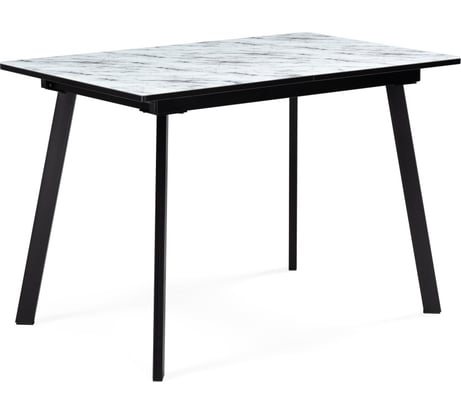 Стеклянный стол Woodville агни, 110(140)х68x76 см, мрамор белый/черный матовый 528558