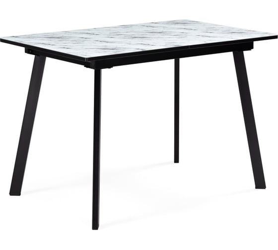 Стеклянный стол Woodville агни, 110(140)х68x76 см, мрамор белый/черный матовый 528558