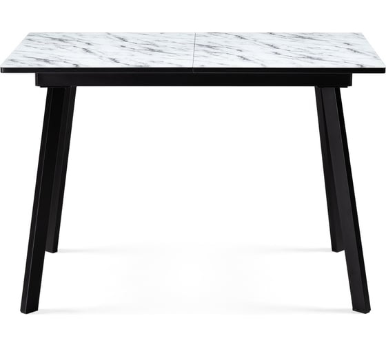 Стеклянный стол Woodville агни, 110(140)х68x76 см, мрамор белый/черный матовый 528558