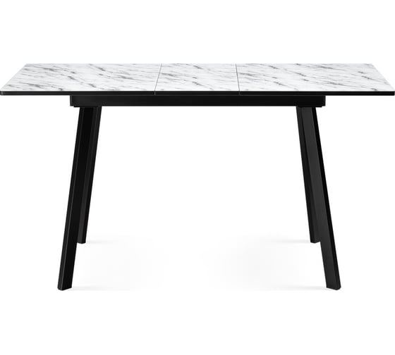 Стеклянный стол Woodville агни, 110(140)х68x76 см, мрамор белый/черный матовый 528558