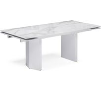 Стеклянный стол Woodville монерон, 200(260)х100x77 см, белый мрамор/белый 553541