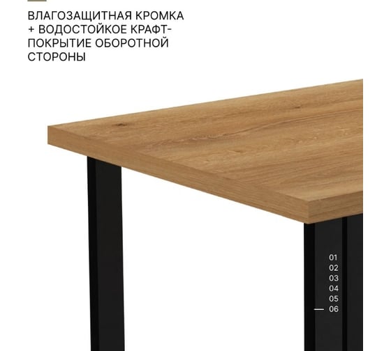 Прямой стол Alternative дуб горный 1023 пч 38 мм 800x800x750 мм в 1 коробке 00000055465