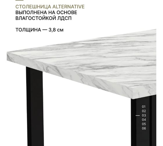 Прямой стол Alternative нарцисо 9721 пч 38 мм 800x800x750 мм в 1 коробке 00000055439