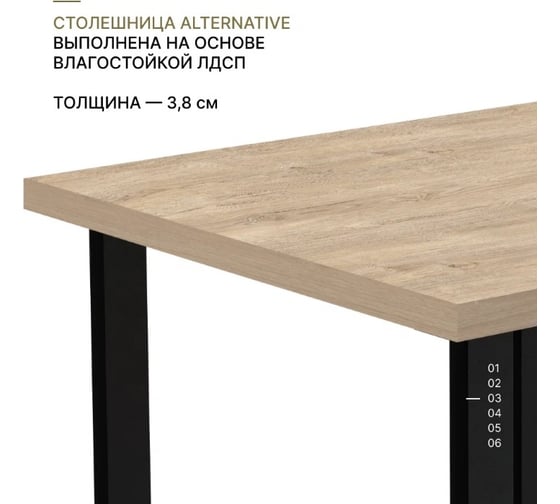 Прямой стол Alternative дуб мадуро 6289 пч 38 мм 800x800x750 мм в 1 коробке 00000055473