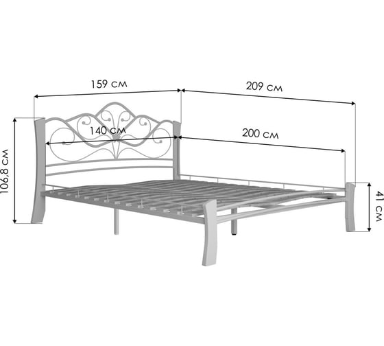 Полутораспальная кровать Woodville виктори 4, 140x200 см, белая 403003