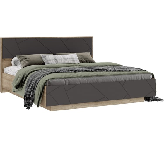 Двуспальная кровать Woodville диамо кр 02 180x200 см, софт графит/дуб каньон 546001