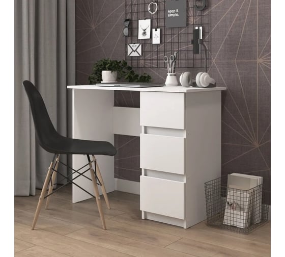 Письменный стол Letta city lite 3 ящика белое тиснение 900x750x450 мм L14015
