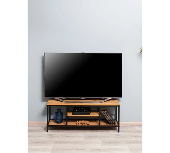 Тумба под ТВ Letta frame лдсп дуб вотан, черный металл 1100x420x290 мм LMK00011