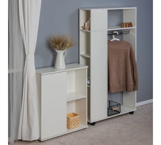Выкатная вешалка Letta ultra с полками белое тиснение L3153