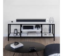 Тумба под ТВ Letta frame лдсп белое тиснение, черный металл 1100x420x290 мм LMK00045