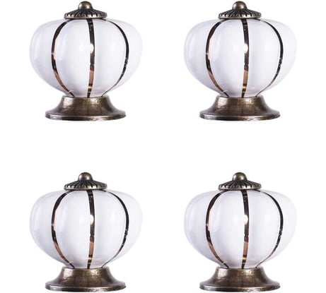 Мебельные ручки-кнопки/кнобы для мебели/фасадов/кухни Larvij 4 шт., материал керамика/цинковый сплав, цвет белый/золото L4.knob02WHx4