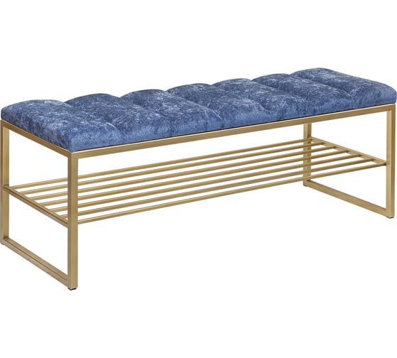 Банкетка GreenWeen RUBY золотой каркас, сидение шенилл цвет Steel Blue, Bulon, 1100x400x450 мм GW-RUBY-SBLUE-110G-BL