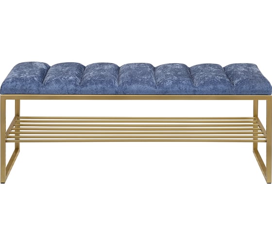 Банкетка GreenWeen RUBY золотой каркас, сидение шенилл цвет Steel Blue, Bulon, 1100x400x450 мм GW-RUBY-SBLUE-110G-BL