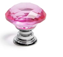 Ручка-кнопка CAPPIO Алмаз розовый, стеклянная, диаметр 25 мм 7096643