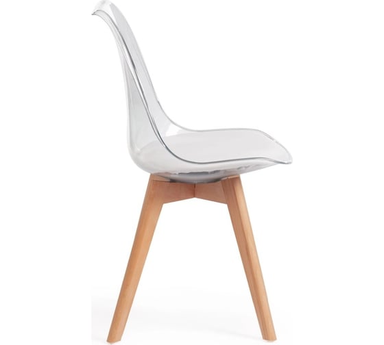 Стул Tetchair tulip mod. 73 дерево/пластик/пу, 48.5x52.5x83 cм, прозрачный/подушка белая 17206