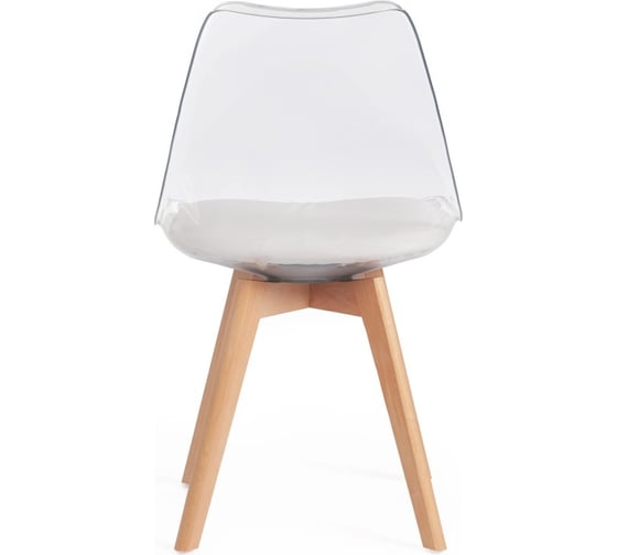 Стул Tetchair tulip mod. 73 дерево/пластик/пу, 48.5x52.5x83 cм, прозрачный/подушка белая 17206