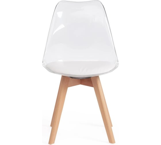 Стул Tetchair tulip mod. 73 дерево/пластик/пу, 48.5x52.5x83 cм, прозрачный/подушка белая 17206